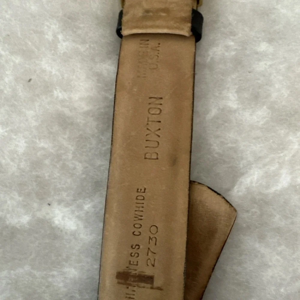 Buxton HARNESS Leather Belt 34 VINTAGE. BLACK